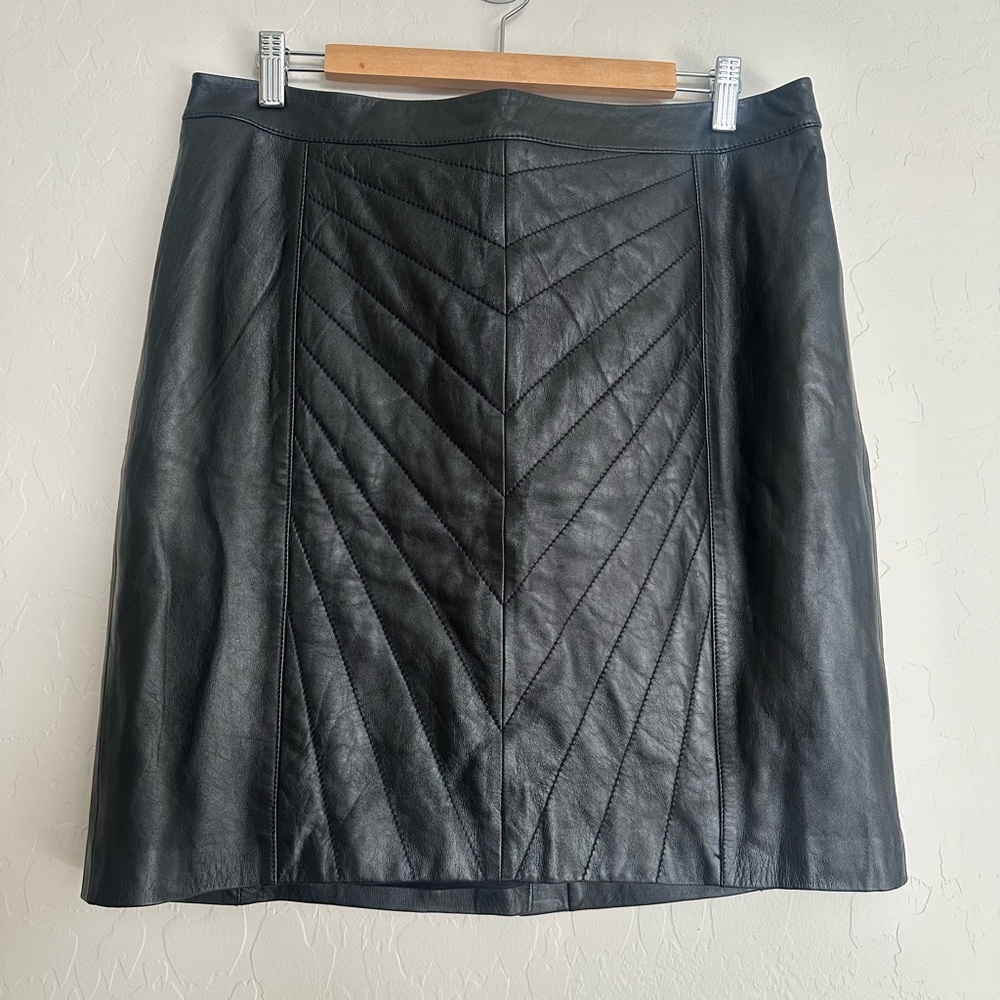 Halogen Black Leather Quilted Pencil Skirt
